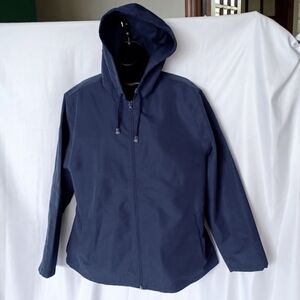 NWT Tri Mountain Womens Blue Hooded Full Zip Jacket Size Large, mesh lined